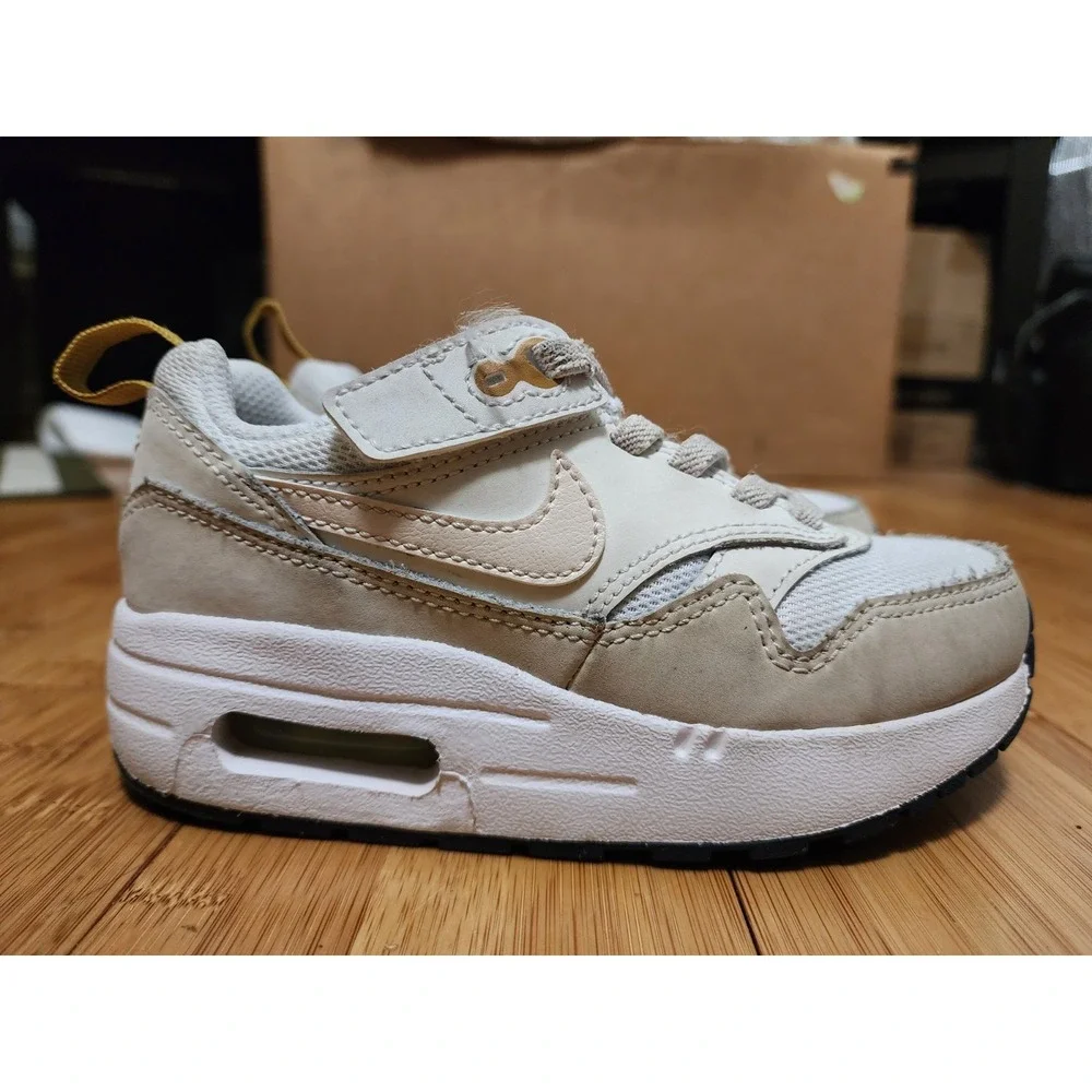 Nike Air Max 1 Easyon Shoes Kids 10C Sneakers Beige Orewood Brown DZ3308-103